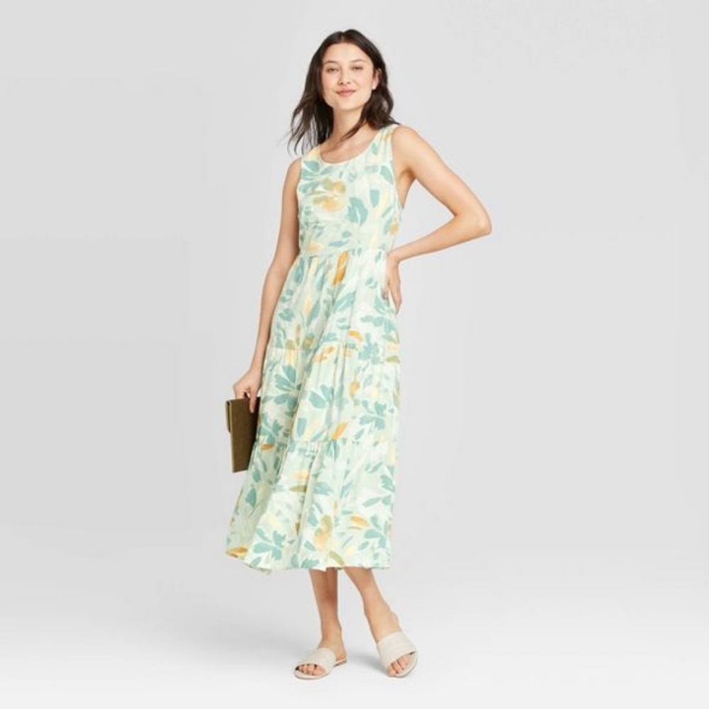 NWT A New Day Maxi Green Watercolor Spring Dress XXL